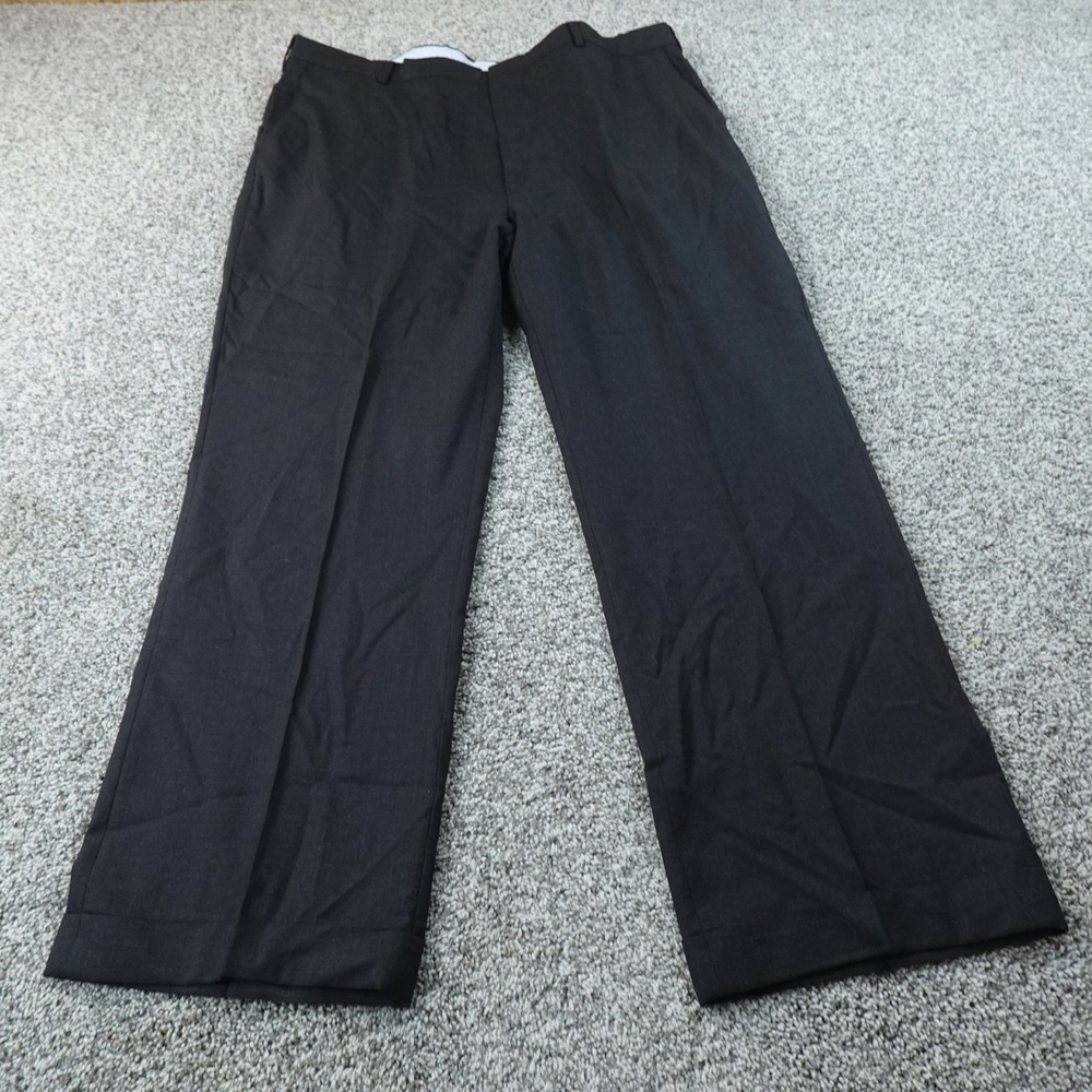 Berle Pants Mens 42X30 Black Wool Chino‎ Dress Trouser Flat Front Cuffed Career